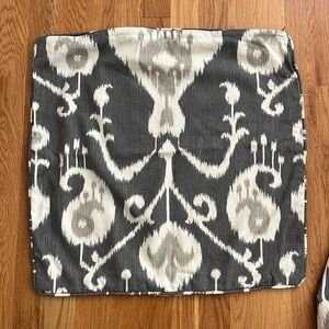 Gray and Cream Ikat Pillow Covers~Custom Made~ 20x20 ~ Set of 3